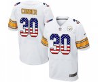 Pittsburgh Steelers #30 James Conner Elite White Road USA Flag Fashion Football Jersey
