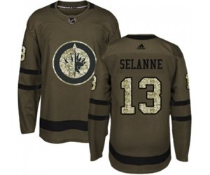 Winnipeg Jets #13 Teemu Selanne Premier Green Salute to Service NHL Jersey