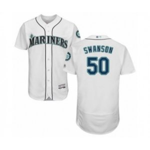 Seattle Mariners #50 Erik Swanson White Home Flex Base Authentic Collection Baseball Player Jersey