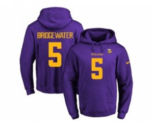 Minnesota Vikings #5 Teddy Bridgewater Purple(Gold No.) Name & Number Pullover NFL Hoodie
