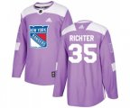 Adidas New York Rangers #35 Mike Richter Authentic Purple Fights Cancer Practice NHL Jersey