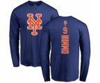 New York Mets #9 Brandon Nimmo Royal Blue Backer Long Sleeve T-Shirt