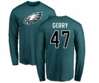 Philadelphia Eagles #47 Nate Gerry Green Name & Number Logo Long Sleeve T-Shirt