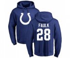 Indianapolis Colts #28 Marshall Faulk Royal Blue Name & Number Logo Pullover Hoodie