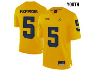 2016 Youth Jordan Brand Michigan Wolverines Jabrill Peppers #5 College Football Limited Jersey - Yellow