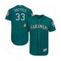 Seattle Mariners #33 Justus Sheffield Teal Green Alternate Flex Base Authentic Collection Baseball Player Jersey