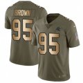 Carolina Panthers #95 Derrick Brown Olive Gold Stitched NFL Limited 2017 Salute To Service Jersey