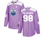 Edmonton Oilers #98 Jesse Puljujarvi Authentic Purple Fights Cancer Practice NHL Jersey