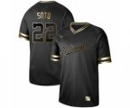 Washington Nationals #22 Juan Soto Authentic Black Gold Fashion Baseball Jersey