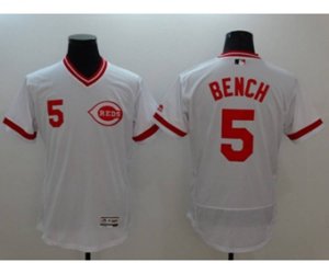 Cincinnati Reds #5 Johnny Bench Majestic white Flexbase Authentic Collection Player Jersey