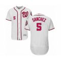 Washington Nationals #5 Adrian Sanchez White Home Flex Base Authentic Collection Baseball Player Jersey