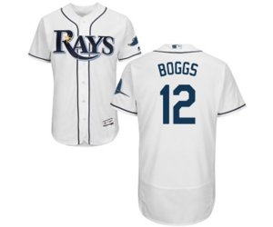 Tampa Bay Rays #12 Wade Boggs Home White Flexbase Authentic Collection Baseball Jersey