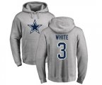 Dallas Cowboys #3 Mike White Ash Name & Number Logo Pullover Hoodie