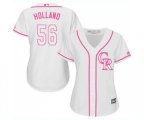 Women's Colorado Rockies #56 Greg Holland Authentic White Fashion Cool Base Baseball Jersey