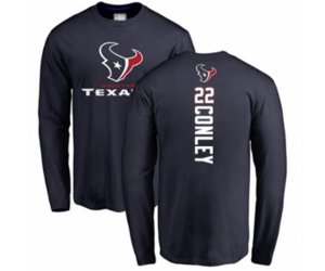 Houston Texans #22 Gareon Conley Navy Blue Backer Long Sleeve T-Shirt