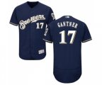 Milwaukee Brewers #17 Jim Gantner Navy Blue Alternate Flex Base Authentic Collection Baseball Jersey