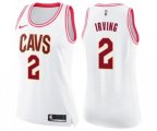 Women's Cleveland Cavaliers #2 Kyrie Irving Swingman White Pink Fashion Basketball Jersey