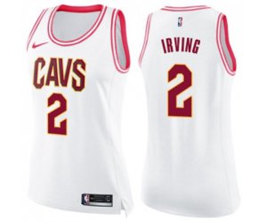 Women\'s Cleveland Cavaliers #2 Kyrie Irving Swingman White Pink Fashion Basketball Jersey