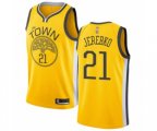 Golden State Warriors #21 Jonas Jerebko Yellow Swingman Jersey - Earned Edition