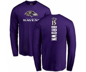 Baltimore Ravens #15 Marquise Brown Purple Backer Long Sleeve T-Shirt