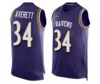 Baltimore Ravens #34 Anthony Averett Limited Purple Player Name & Number Tank Top Football Jersey