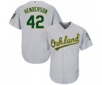 Oakland Athletics #42 Dave Henderson Replica Grey Road Cool Base Baseball Jersey