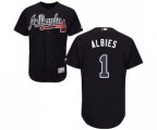 Atlanta Braves #1 Ozzie Albies Navy Blue Alternate Flex Base Authentic Collection Baseball Jersey