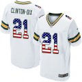 Green Bay Packers #21 Ha Clinton-Dix Elite White Road USA Flag Fashion NFL Jersey