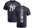 Baseball New York Yankees #12 Troy Tulowitzki Navy Blue Backer T-Shirt