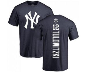 Baseball New York Yankees #12 Troy Tulowitzki Navy Blue Backer T-Shirt