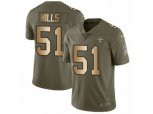 New Orleans Saints #51 Sam Mills Limited Olive Gold 2017 Salute to Service NFL Jersey