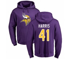 Minnesota Vikings #41 Anthony Harris Purple Name & Number Logo Pullover Hoodie
