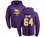 Minnesota Vikings #64 Josh Kline Purple Name & Number Logo Pullover Hoodie