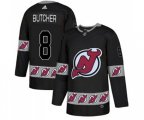 New Jersey Devils #8 Will Butcher Authentic Black Team Logo Fashion Hockey Jersey