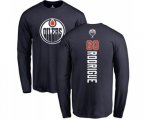 Edmonton Oilers #60 Olivier Rodrigue Navy Blue Backer Long Sleeve T-Shirt
