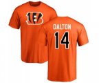 Cincinnati Bengals #14 Andy Dalton Orange Name & Number Logo T-Shirt