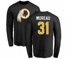 Washington Redskins #31 Fabian Moreau Black Name & Number Logo Long Sleeve T-Shirt