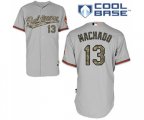 Baltimore Orioles #13 Manny Machado Authentic Grey USMC Cool Base Baseball Jersey