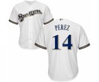Milwaukee Brewers #14 Hernan Perez Replica White Alternate Cool Base Baseball Jersey