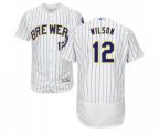 Milwaukee Brewers #12 Alex Wilson White Home Flex Base Authentic Collection Baseball Jersey