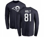Los Angeles Rams #81 Torry Holt Navy Blue Name & Number Logo Long Sleeve T-Shirt