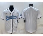 Carolina Panthers Blank White With Patch Cool Base Stitched Baseball Jersey