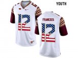 2016 US Flag Fashion-2016 Youth Florida State Seminoles Deondre Francois #12 College Football Jersey - White