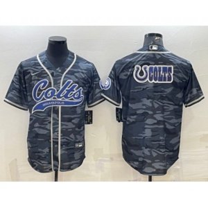 Indianapolis Colts Grey Camo Team Big Logo With Patch Cool Base Stitched Baseball Jersey