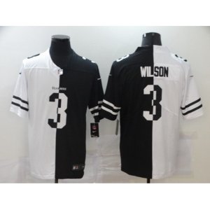 Seattle Seahawks #3 Russell Wilson Black White Limited Split Fashion Football Jersey