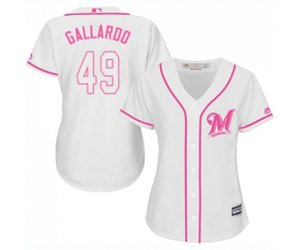 Women\'s Milwaukee Brewers #49 Yovani Gallardo Replica White Fashion Cool Base Baseball Jersey