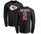 Kansas City Chiefs #2 Dustin Colquitt Black Name & Number Logo Long Sleeve T-Shirt