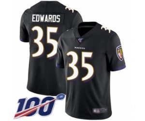 Baltimore Ravens #35 Gus Edwards Black Alternate Vapor Untouchable Limited Player 100th Season Football Jersey