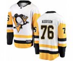 Pittsburgh Penguins #76 Calen Addison Authentic White Away Fanatics Branded Breakaway NHL Jersey