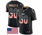 Los Angeles Rams #30 Todd Gurley Limited Black Rush USA Flag Football Jersey
